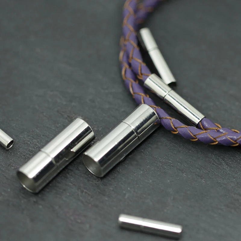 

Metal Magnetic Clasps Round Leather Cord Bracelets Necklaces End Caps Connectors For DIY Jewelry Findings Supplies