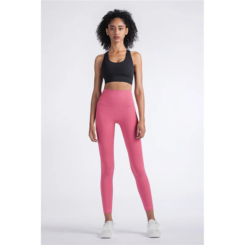 

Yoga pants lulu 2021 new European and American tight sports female shark skin-friendly nude high waist peach hip fitness pants