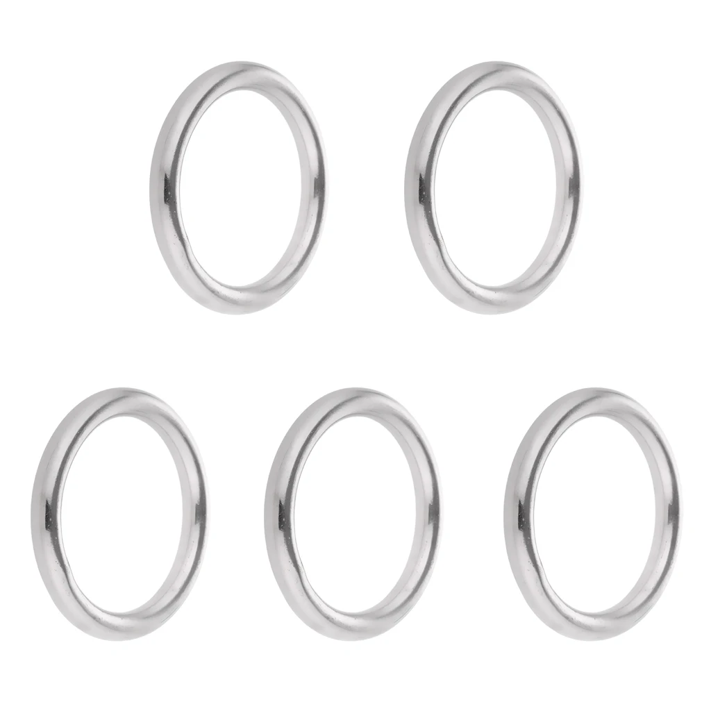 

5pcs Polished Welded 304 Stainless Steel Round O Rings Clips 15/20/25/30/35mm