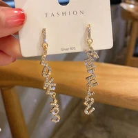 2020 asymmetric letter long fashion copper trendy female earrings sweet party women gift