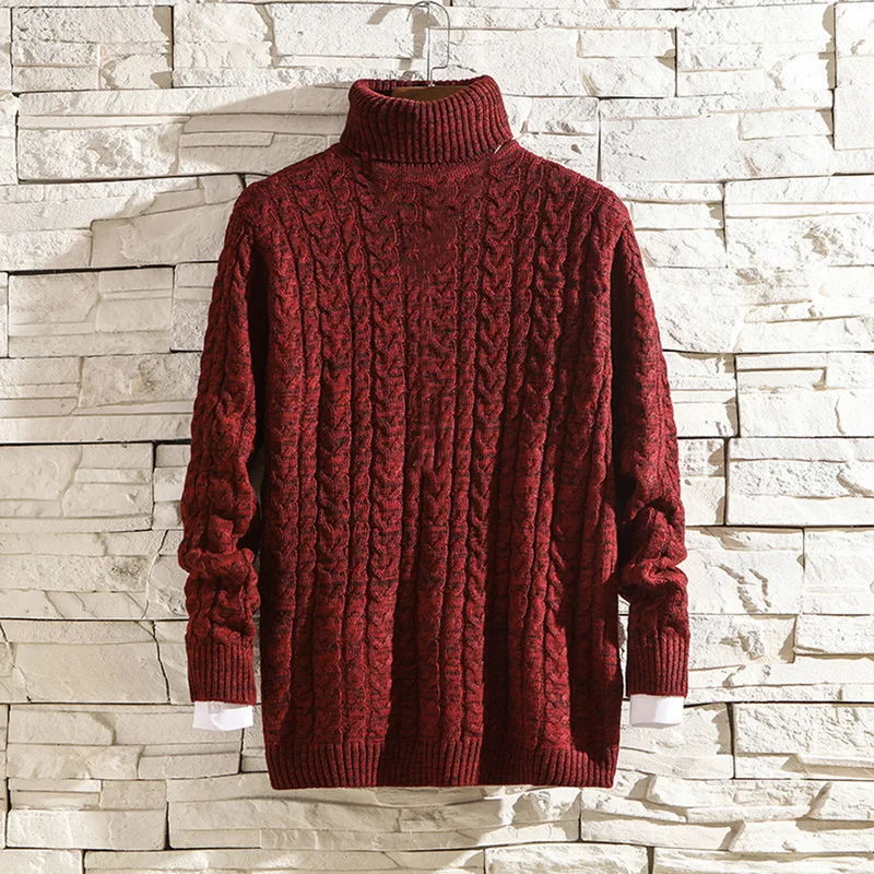 Осенние винтажные вязаные свитера мужские Классические водолазки теплые Pull Homme мужские повседневные трико уличная тонкие однотонные пуловеры