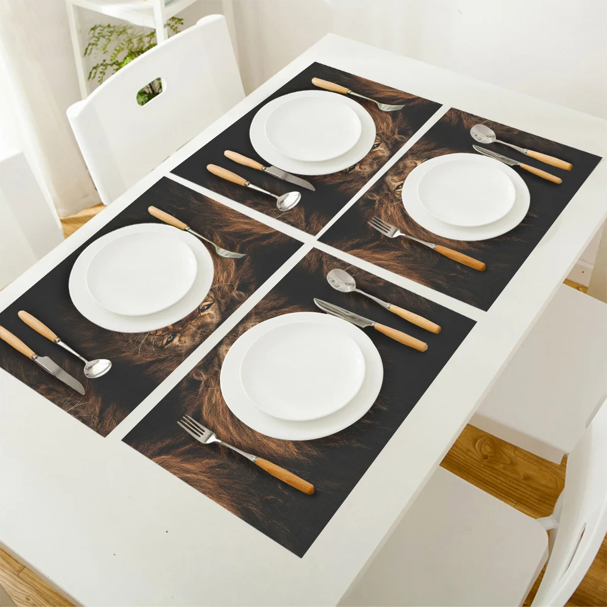 4 6 штук в партии комплект Коврики на стол дикий Животные с принтом виде льва из