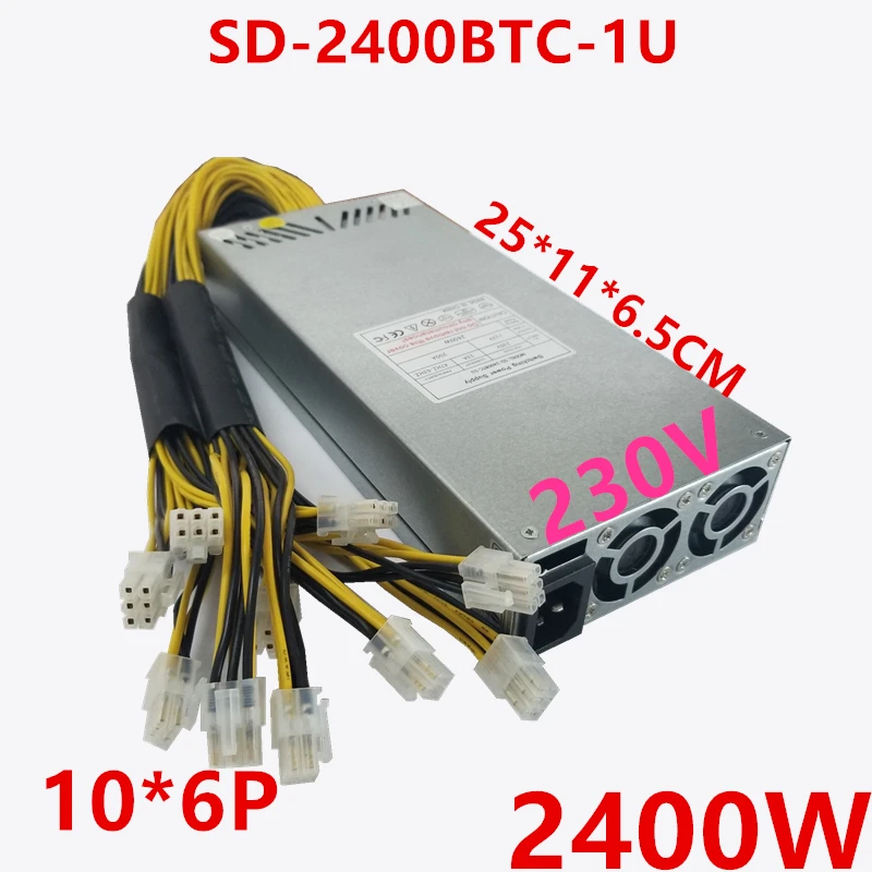 New Original Miner PSU For R-Senda Single Channel 12V 10*6P 2400W Mining Power Supply SD-2400BTC-1U