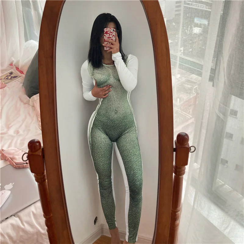 

Сексуальный женский комбинезон с принтом, облегающая Клубная одежда для вечерние, облегающая уличная одежда, одежда для женщин