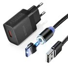Зарядное устройство Usb, 18 Вт, быстрая зарядка, 3,0 светодиодов, магнитный кабель USB Type-C для Samsung S20 FE Huawei P20, Магнитная Зарядка, 1 м провод