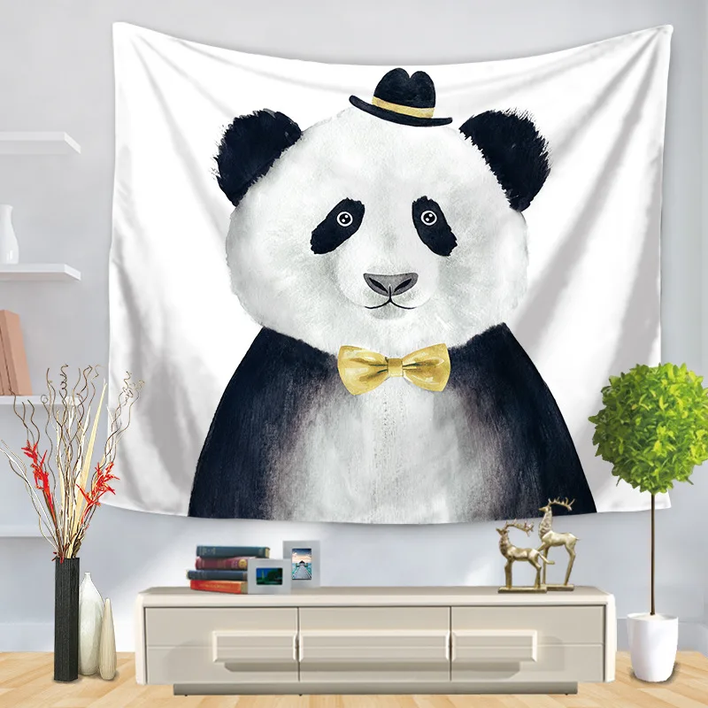 Гобелен с животными на стене Племенной листы кошка льняные тапочки в виде панды
