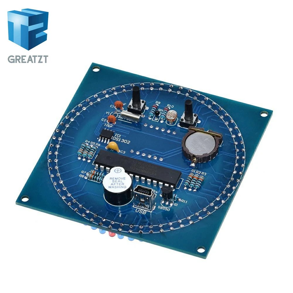 Вращающийся светодиодный дисплей GREATZT DS1302 будильник электронные часы модуль
