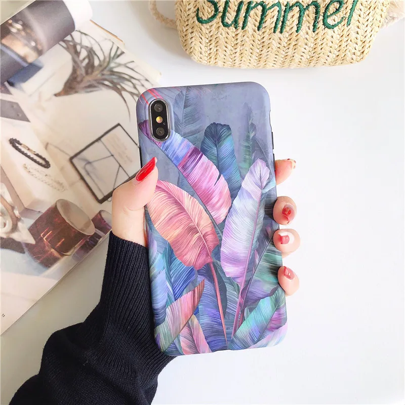 Lovebay чехол для телефона для iPhone 11 6 6 S 7 8 Plus X XR XS 11Pro Max растения банан зеленый лист мягкий IMD Для iPhone X задняя крышка Чехлы