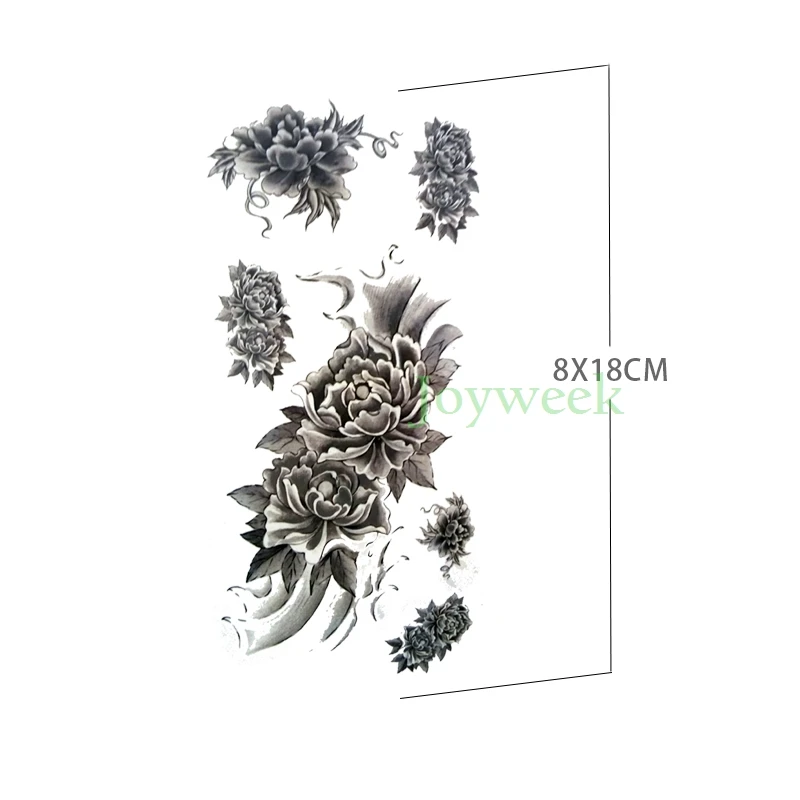 Водостойкая Временная тату наклейка коричневая Сексуальная хна пион роза цветок