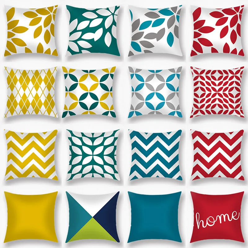 

Simple Line Plaid Sofa Cushion Office Waist Bedside Backrest Cushion Flannel Pillowcase Pillow Home Decoration Ottoman Cover