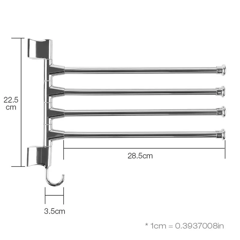 

Stainless Steel Towel Holder Rotating Towel Rack Bath Rail Hanger Towel Holder 4 Swivel Bars Kitchen Bathroom Wall Mounted HWC