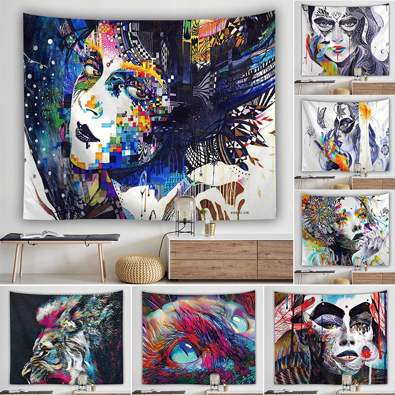 Гобелен с иллюстрациями настенный тонкий гобелен из полиэстера в богемном стиле