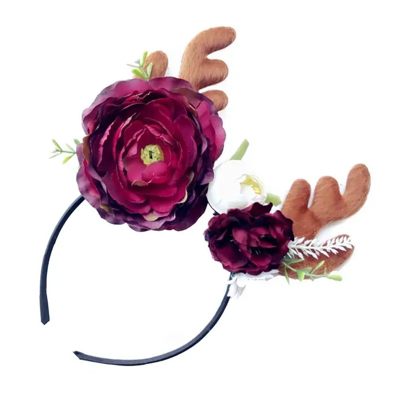 1 шт. Рождественский обруч для волос оленьи рога Цветочная повязка на голову