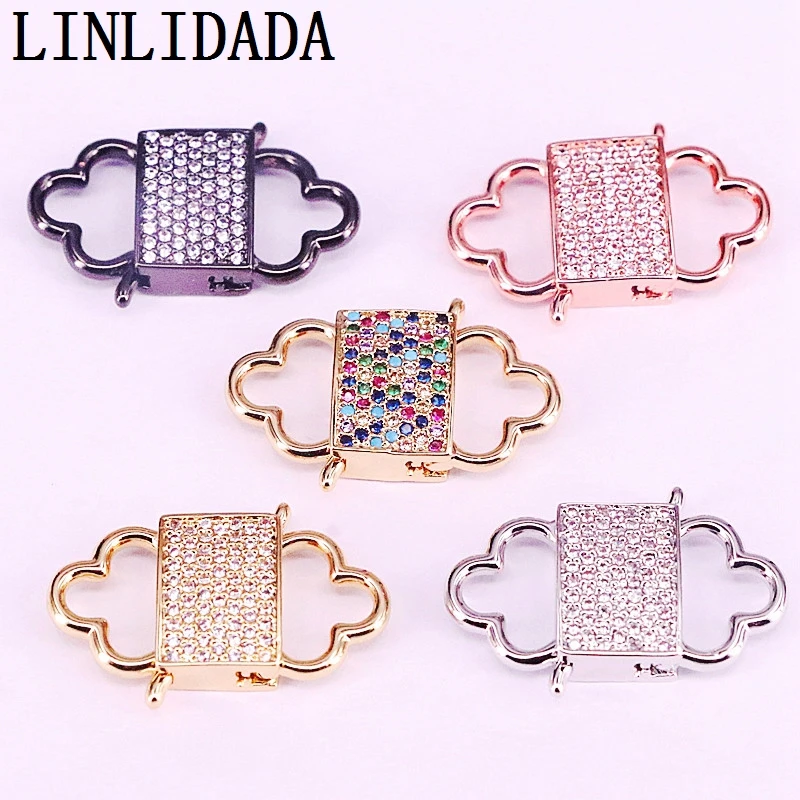 5 шт. прозрачная/Радужная застежка из кубического циркония с микро закрепкой