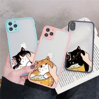 cute pinched face animal orange cat phone case for iphone 11 12 13 pro max se 2020 x xr xs max 7 8 plus hard back cover funda