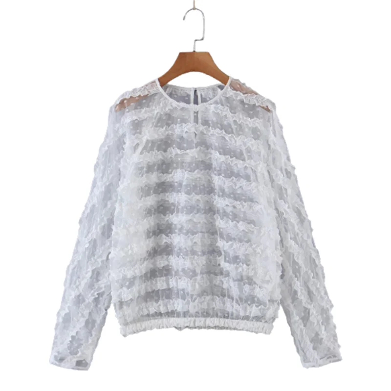 

ZXQJ Women White Long Sleeves Lace Shirt 2021 Autumn Fashion Ladies Solid Color Blouse Streetwear Female Chic Loose Shirts