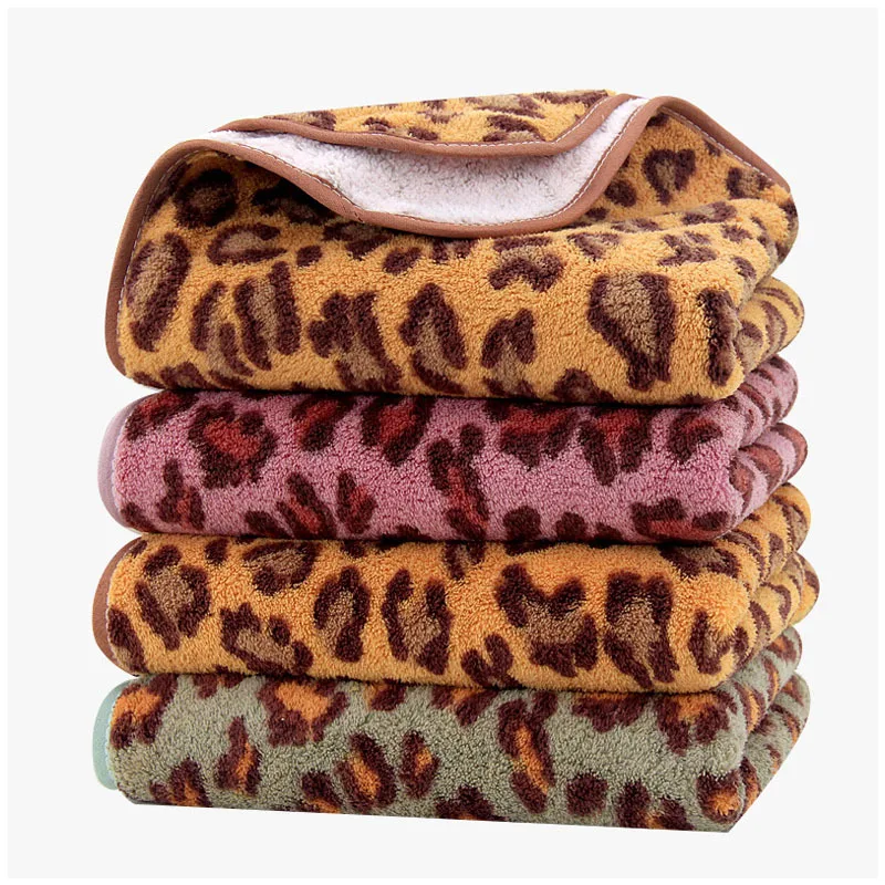 

2pcs/set New Leopard Coral Fleece Hand Face Towel Set Soft Comfortable Absorbent Household Adult Facial Wash Towel Bathroom
