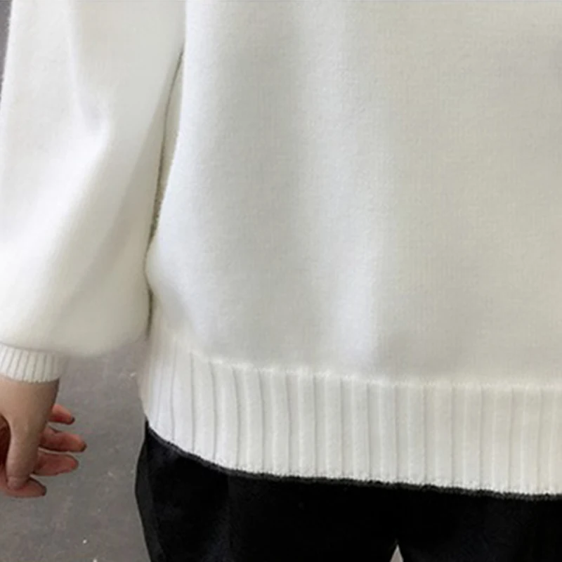 Женский вязаный свитер с высоким воротником розовая теплая рубашка в Корейском