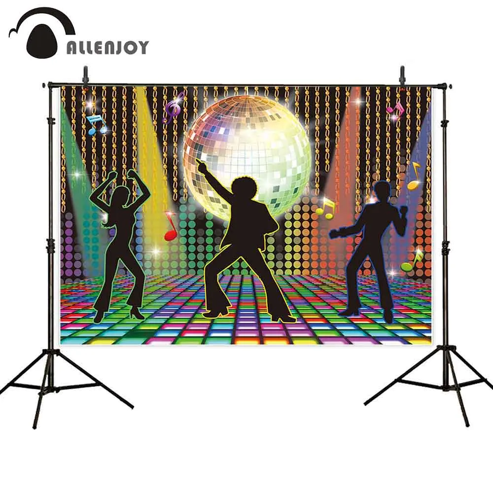

Allenjoy Disco Theme Photozone Colorful Light Stage Music Dancing Carnival Celebrate Banner Cloth Adult Grand Event Party Decor