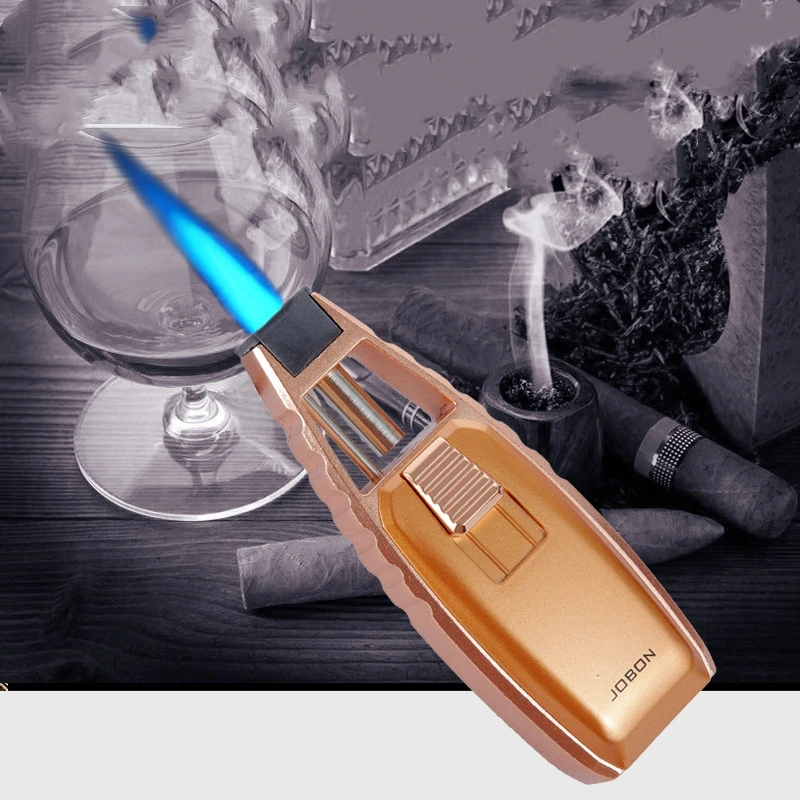 jobon luxury cigar lighter spray gun jet torch lighter turbo inflatable gas kitchen bbq windproof butane lighter gadgets for men free global shipping