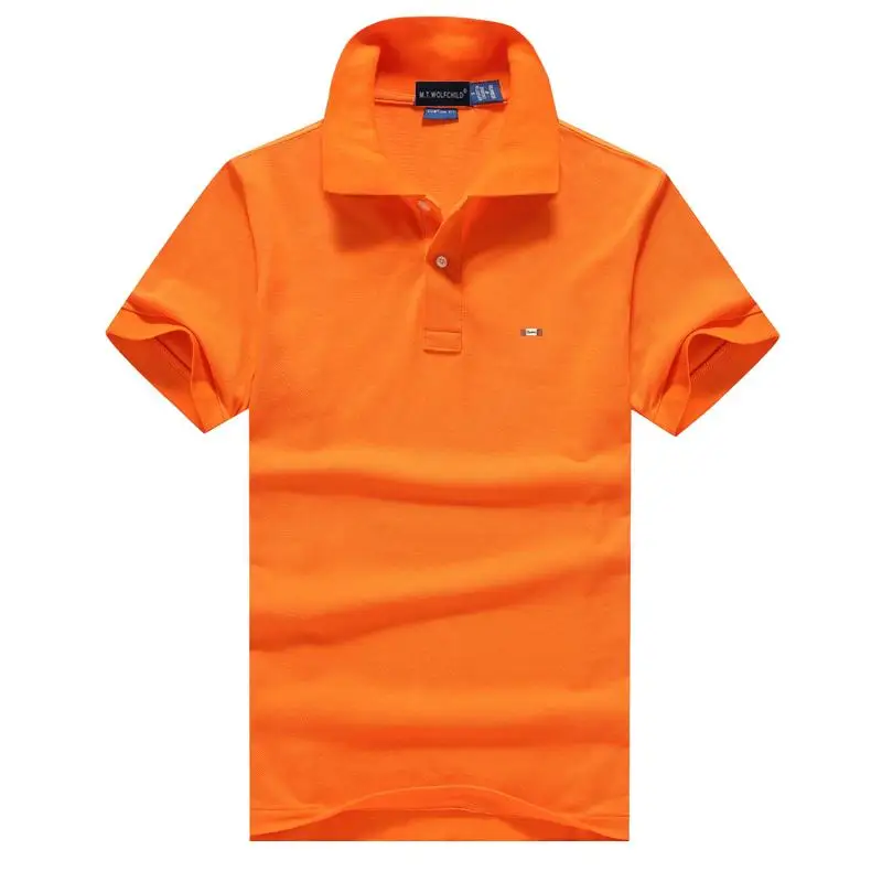 Мужские рубашки поло с коротким рукавом 100% хлопок однотонные модные высокого
