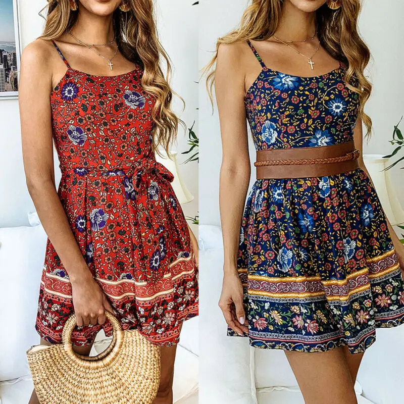 Богемное винтажное женское пляжное платье Цветочный комбинезон сексуальное