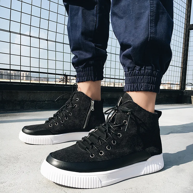 Высокие кроссовки Льняная мужская повседневная обувь мужские коллекция 2020 года
