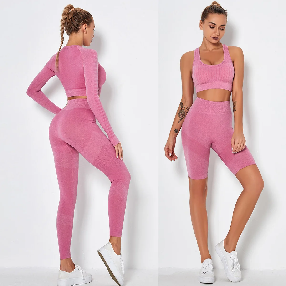 Женский бесшовный комплект для йоги спортивные костюмы Йога леггинсы шорты