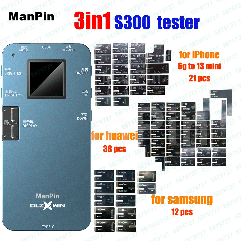 

3in1 S300 LCD Screen Tester For iPhone Samsung Huawei 13 Mini 12 11 Pro MAX XS 8 7 6 True Tone Fix 3D Touch Testing Repair Tool