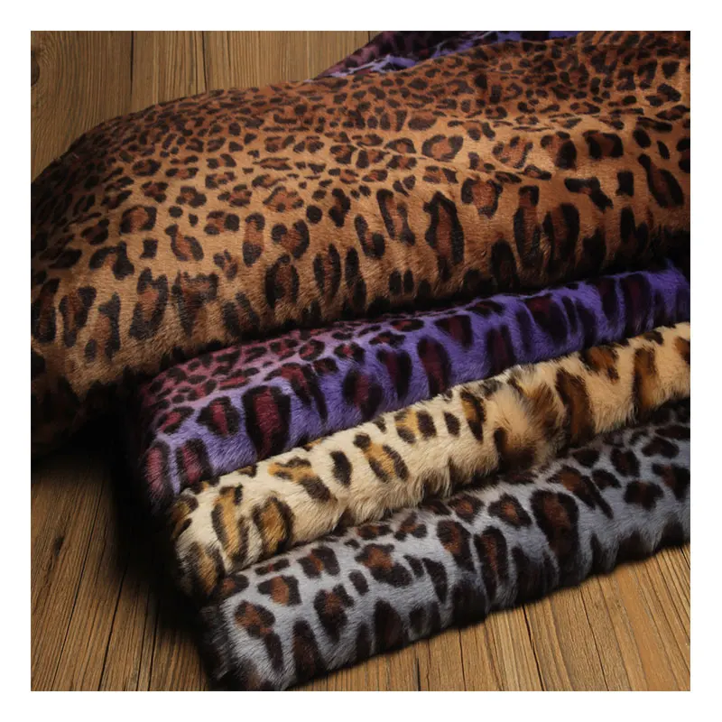 

High-grade imitation leopard wool faux plush fur fabric for winter coat vest Fur collar 160*50cm plush fur tissu telas