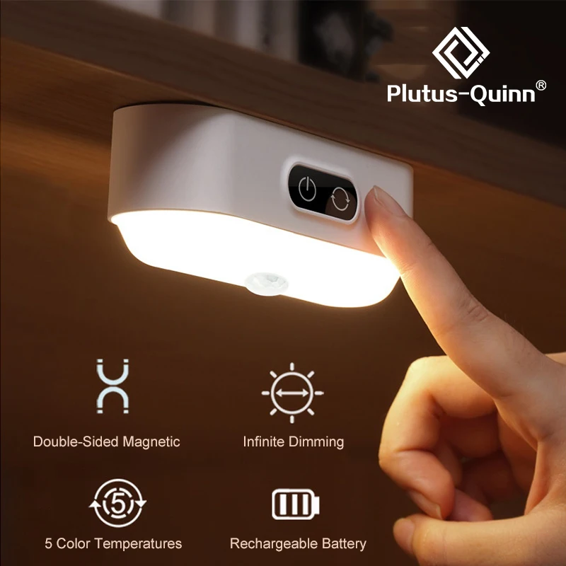 

2021 LED Motion Sensor Night Light USB Rechargeable 5 Color Temperatures Double-sided Magnet Night Lamp For Wardrobe Wall Lamp