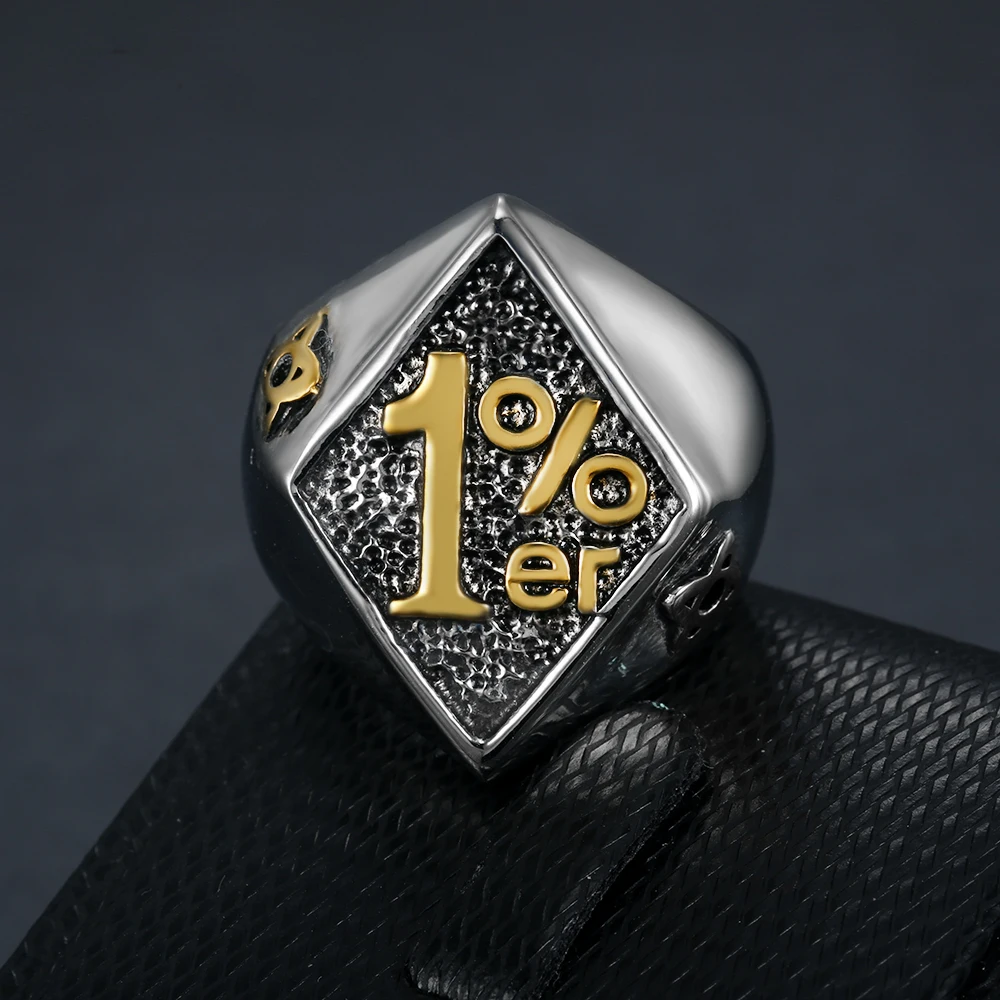 Shengmei Newest Golden Silver Color 1%er Men Rings Stainless Steel Gothic Handsome Party Men's Jewelry | Украшения и