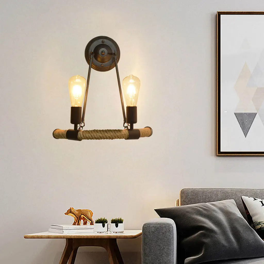 Двухсторонняя настенная лампа с металлическим шнуром светильник в американском