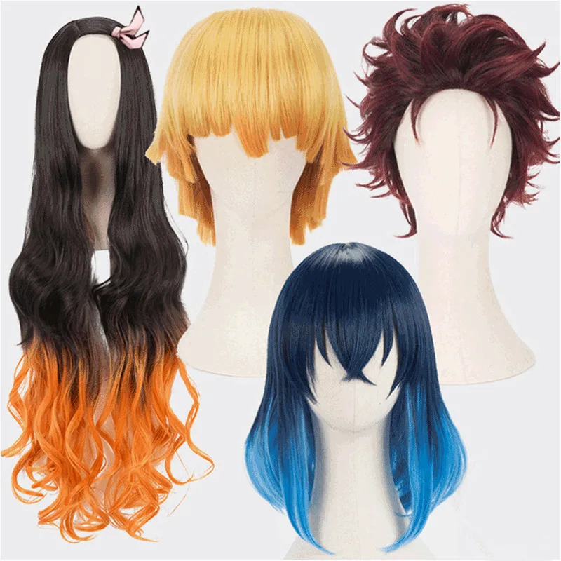 

Kamado Nezuko Kamado Tanjirou Agatsuma Zenitsu Wig Demon Slayer Kimetsu no Yaiba Cosplay Wigs Zenitsu Agatsuma Golden Short Hair