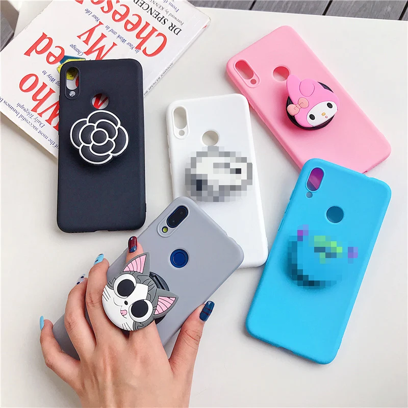 silicone cartoon phone holder case for Samsung Galaxy j8 j7 pro j6 j5 j4 a6 a8 plus 2018 2017 2016 2015 stand back cover coque