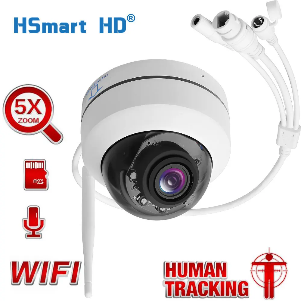 

HD 5 Мп Беспроводная 5-кратный зум PTZ IP камера видеонаблюдения 2,5 дюйма купольная наружная камера видеонаблюдения s WiFi моторизованная P2P APP Camhi