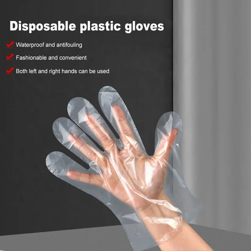 

100PCS Plastic Disposable Gloves Grabbing Dipping Stirring Salad Family Food Grade Safe Kitchen Accessories Thickened Gloves