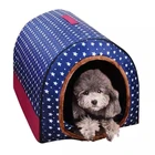 Складной домик для собак и кошек Lndoor, теплая удобная кровать для маленьких собак, с принтом звезд, коврик для питомника, французского бульдога питбуля