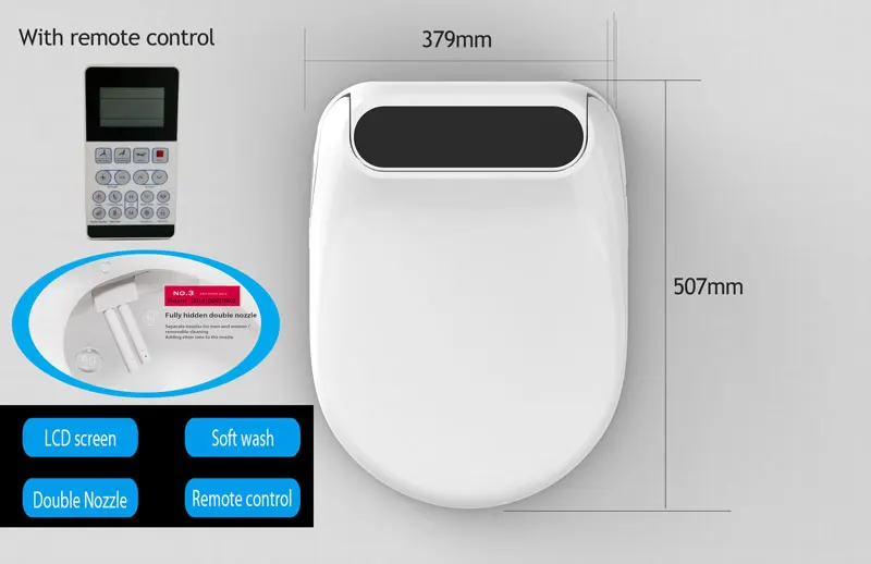 With remote Ecofresh, умное сиденье для унитаза, u-образное электрическое биде, сантехника для ванной, УФ антибактериальное автоматическое мытье, подогрев унитаза - Цвет: With remote