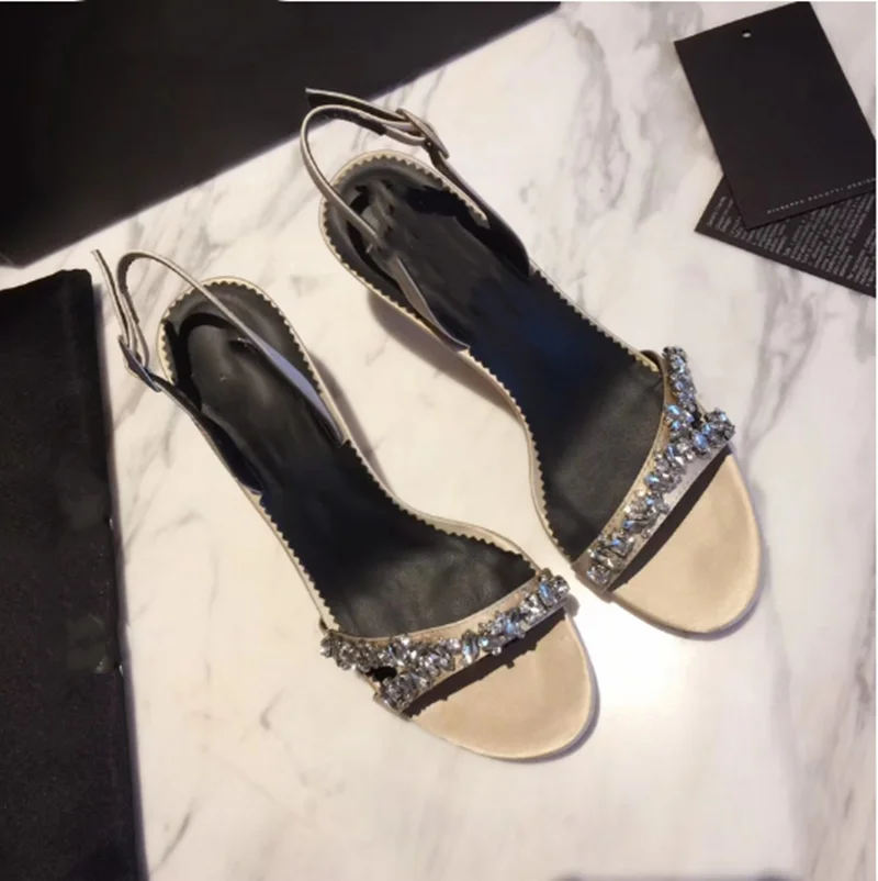 

Woman Sandals Crystal High Heel Genuine Leather Dance Party Ladies Shoes 2020 New Luxury Designer Brand Mixed Color Pumps