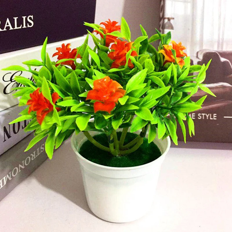 

Chic Realistic Artificial Flowers Plant In Pot Bouquet Decoration Fake Flower Outdoor Home Table Office Party Decor Gifts