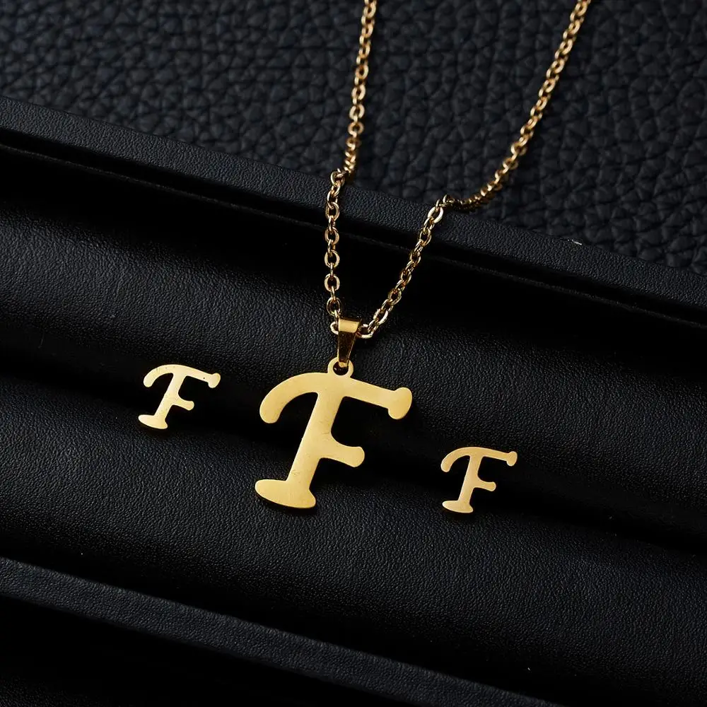 Belleper буквы из нержавеющей стали ювелирные изделия наборы Золото Цвет Алфавит