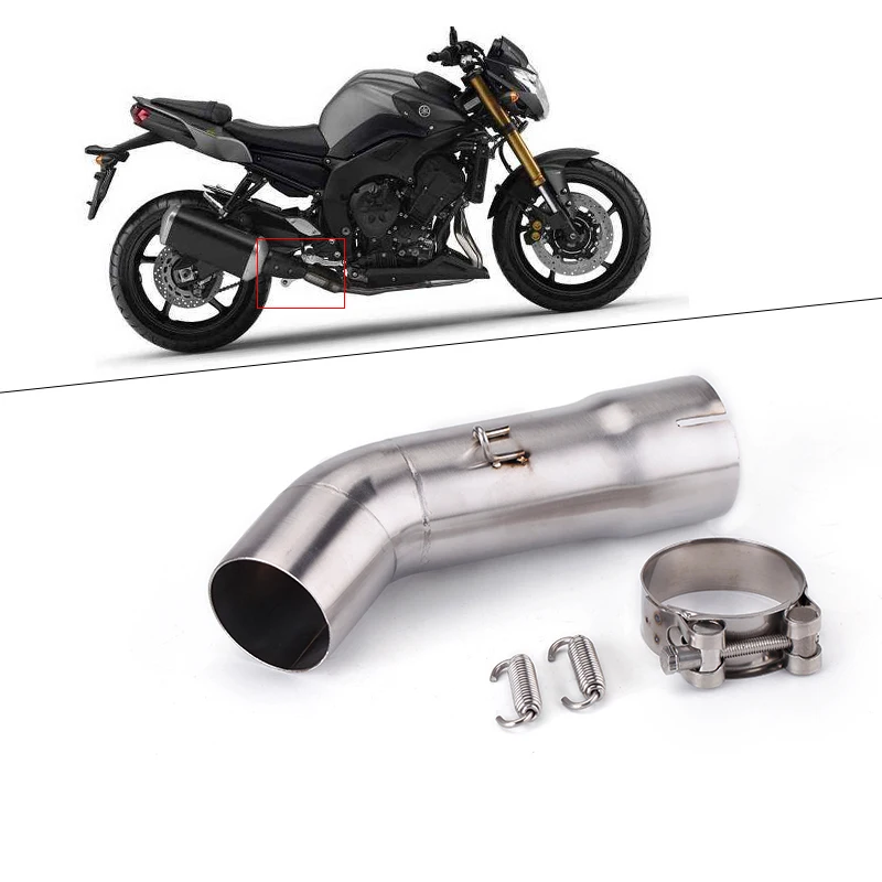 

For Yamaha FZ8 FZ8N Exhaust Pipe Motorcycle Mid Link Tube Stainless Steel Slip On 51mm Muffler Escape Reserve Catalyst All Years