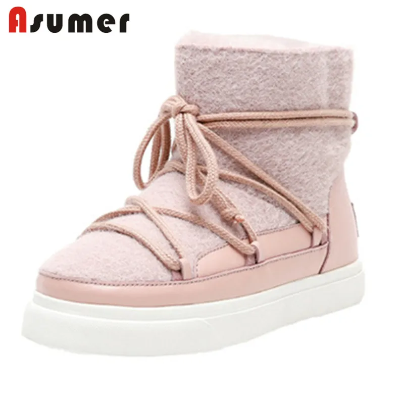 Женские замшевые ботинки ASUMER зимние водонепроницаемые на нескользящей шнуровке