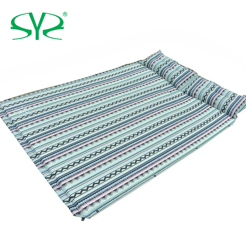 Двойной автоматический надувной коврик с губкой для кемпинга подушкой