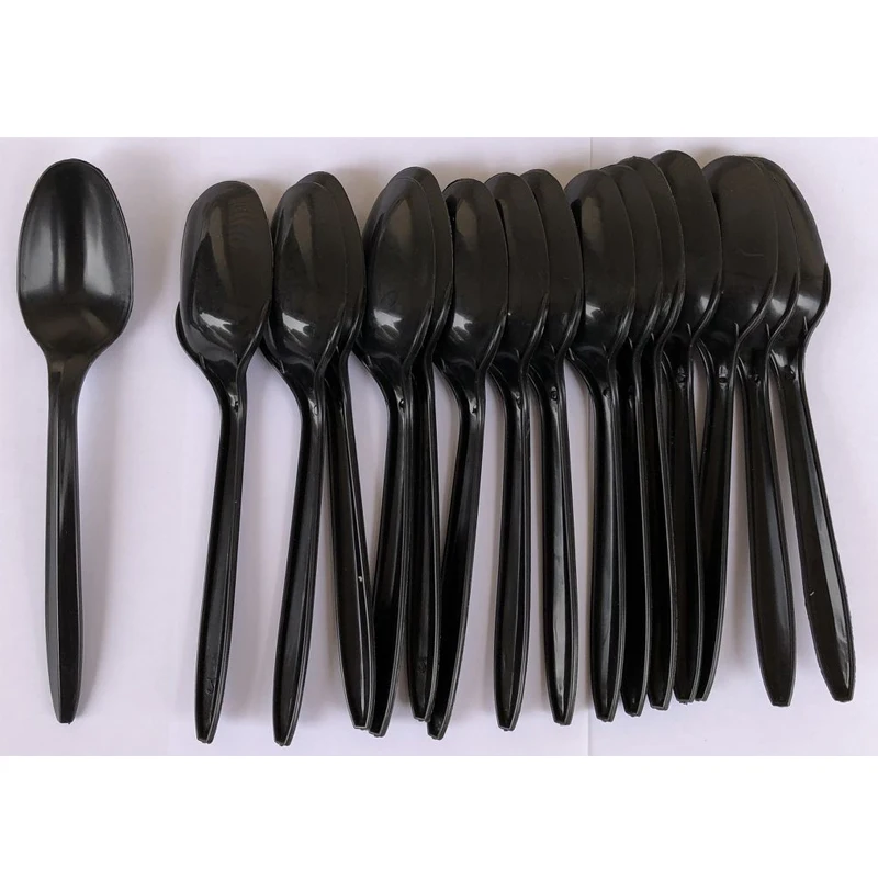 16 шт. в упаковке черные пластиковые столовые приборы из ПП нож ложка вилка посуда