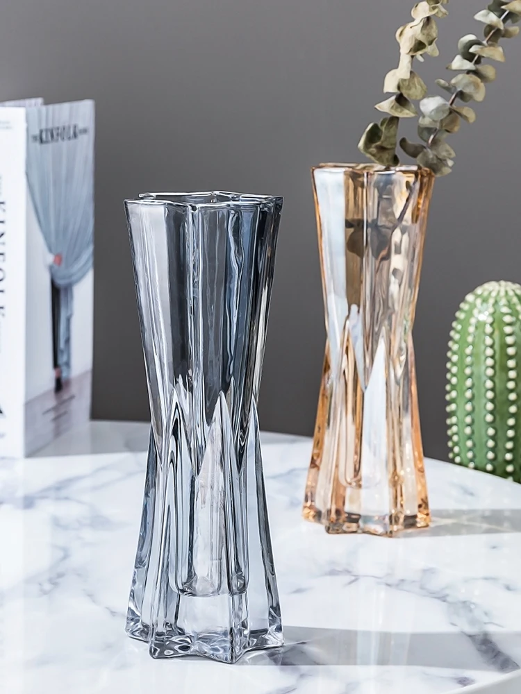Стеклянные хрустальные вазы с цветами настольные скандинавские стеклянные
