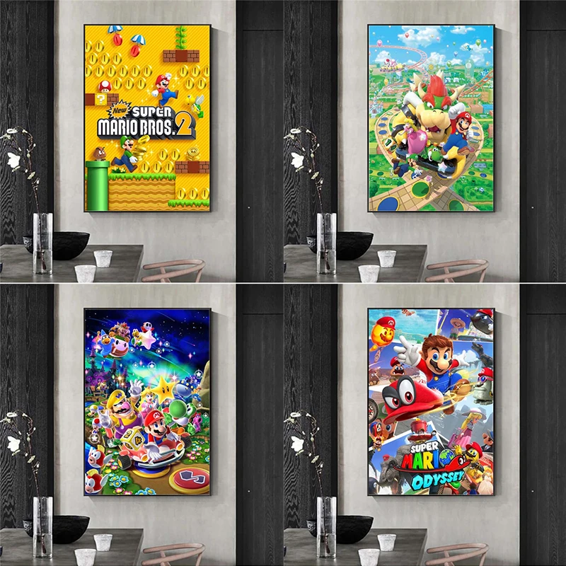 

Super Mario Hot Video Game Poster Canvas Painting Wall Art Picture Mural Living Room Kid Gift Child Bedroom Home Decoration