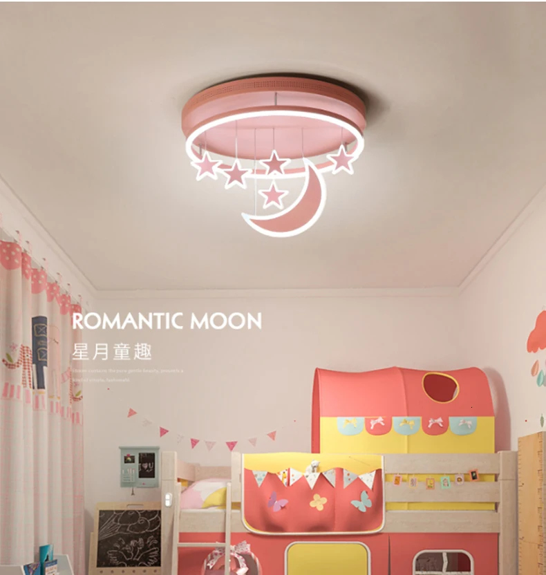 Chandelierrec, современный светодиодный потолочный светильник для детской комнаты, AC85~ 265 В, домашнее освещение, Светильники для детской спальни, потолочная лампа с Луной и звездой