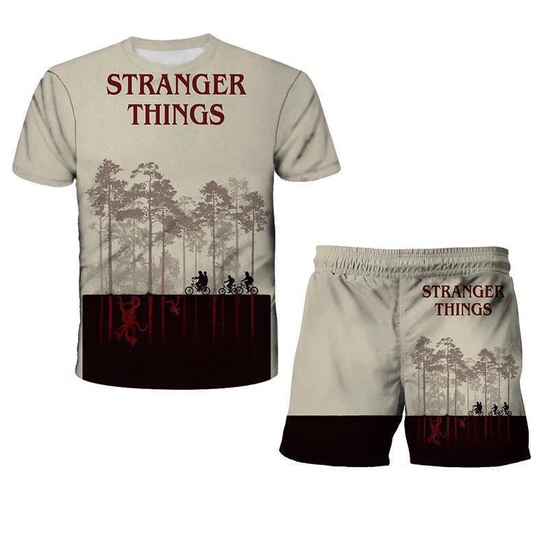 

Children's Set 3D Stranger Things kids Strange story boys Girl clothes Summer Sport Suit Tops casual Streetwear clothes 4T-14T